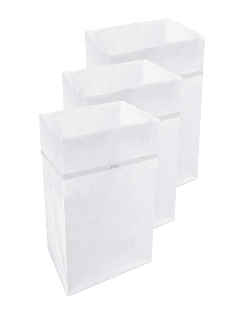 Clean Cubes 30 Gallon Disposable Pop-Up Trash Cans (3-Pack) with Fitted Bags â€“ Foldable Garbage & Recycling Bins for Parties, Events & Kitchen (White, 30" H x 14" W x 17" D) - Image 1